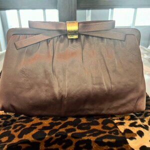 Vintage After Five Taupe Satin Clutch